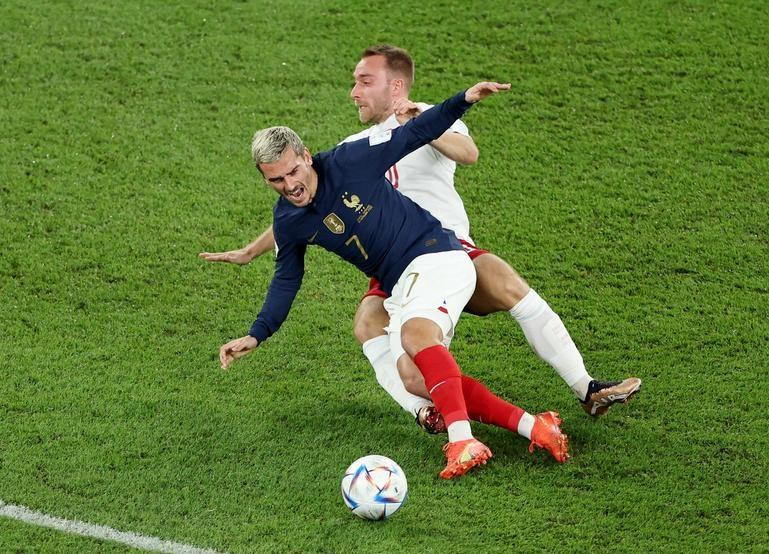 France’s Antoine Griezmann in action with Denmark’s Christian Eriksen. (Photo: Reuters)