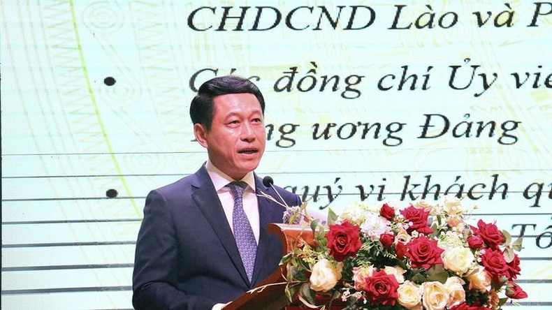 Lao Deputy Prime Minister and Foreign Minister Saleumxay Kommasith speaks at the ceremony. Lao Deputy Prime Minister and Foreign Minister Saleumxay Kommasith speaks at the ceremony.