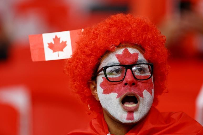 A Canada fan inside the stadium before their match against Belgium. (Photo: Reuters)