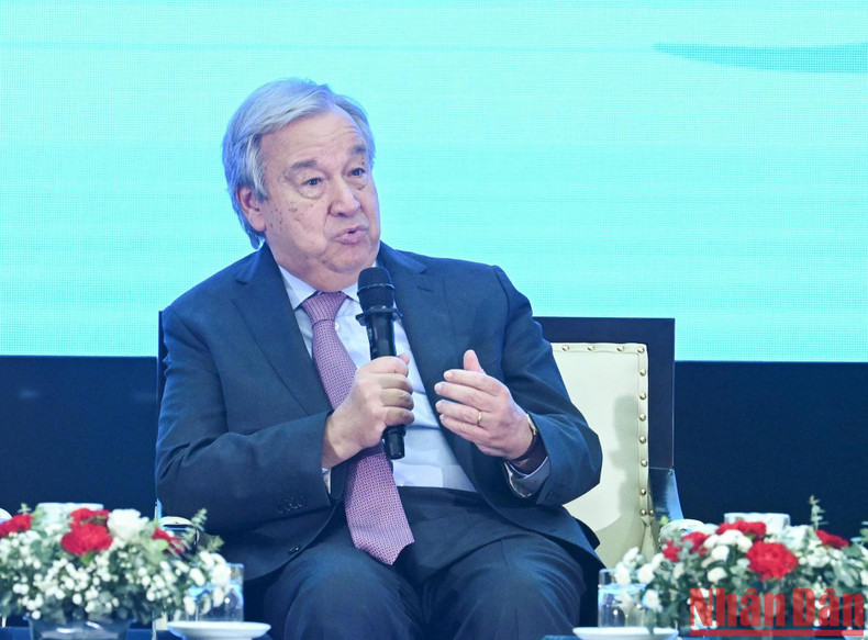 United Nations Secretary-General Antonio Guterres speaks at the dialogue.