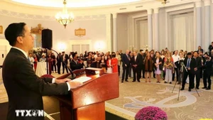 Vietnamese Ambassador to Canada Pham Vinh Quang speaks at the 79th anniversary of Vietnam's National Day, last September. (Illustrative image: VNA)