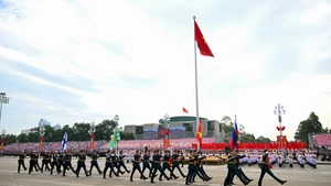 At the rehearsal on the morning of August 30, four international military delegations of China, Russia, Laos and Cambodia took part in the parade at Ba Dinh Square. (Photo: NDO)