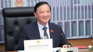 NA Vice Chairman Nguyen Khac Dinh speaks at the meeting. (Photo: daibieunhandan.vn)