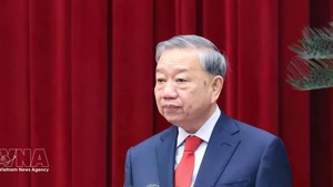 Party General Secretary To Lam speaks at the second meeting of the 14th Party Central Committee. (Photo: VNA)