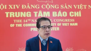 Ambassador Dang Minh Khoi, a delegate from the Party Organisation of the Ministry of Foreign Affairs, speaks to the Viet Nam News Agency (VNA) on the sidelines of the 14th National Party Congress. (Photo: VNA)