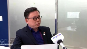 Dao Tuan Hung, Chairman of the Association of Vietnamese Community in Korea (AVCK), speaks in an interview with a Vietnam News Agency (VNA) correspondent in the Republic of Korea. (Photo: VNA)