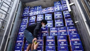 A container truck carrying imported farm produce. Congestions of farm produce and food occurring at several border gates following the application of new food safety decree have been largely resolved. (Photo courtesy of Ministry of Agriculture and Environment)