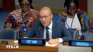 Minister-Counsellor Nguyen Hoang Nguyen, Chargé d’Affaires ad interim of the Permanent Mission of Viet Nam to the UN, addresses the session. (Photo: VNA)