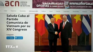 Cuban news agency ACN reports on the 14th National Congress of the Communist Party of Viet Nam. (Photo: Screenshot)