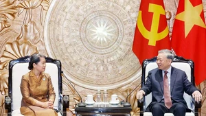 Party chief To Lam receives Cambodian CPP vice President Men Sam An (Photo: VNA)