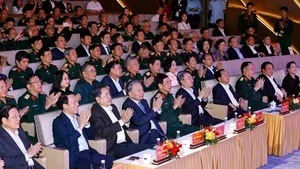 Party General Secretary To Lam, National Assembly Chairman Tran Thanh Man, and other leaders at the concert. (Photo: VNA)