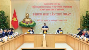 Prime Minister Pham Minh Chinh, Head of the National Steering Committee for the Implementation of the Politburo’s Resolution No. 79-NQ/TW on the Development of the State-owned Economic Sector, chaired the first meeting of the steering committee in Ha Noi on February 1. (Photo: VGP)