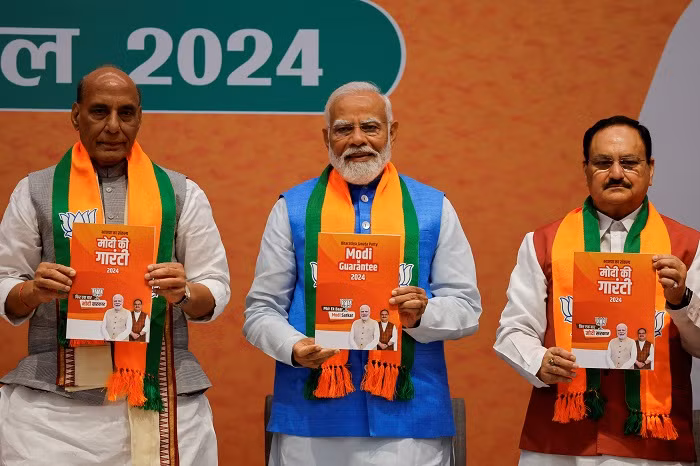 Indian Prime Minister Narendra Modi's Bharatiya Janata Party (BJP) has pledged to create jobs, boost infrastructure and expand welfare programs if it wins a third term in the marathon general election, starting in less than a week.