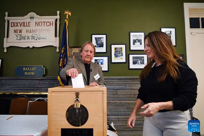 Voters in Dixville Notch, New Hampshire, went to the polls early Tuesday morning, marking the official start of Election Day voting for the 2024 U.S. presidential election. (Photo: Xinhua)