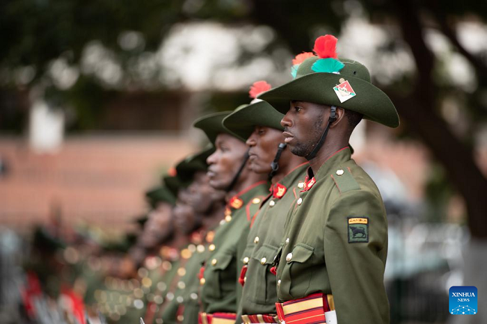 Soldiers take part in an Africa Day commemoration in Lusaka, Zambia, May 25, 2025. Zambia on Sunday commemorated Africa Day 2025, marking the 62nd anniversary of the African Union. (Photo: Xinhua)