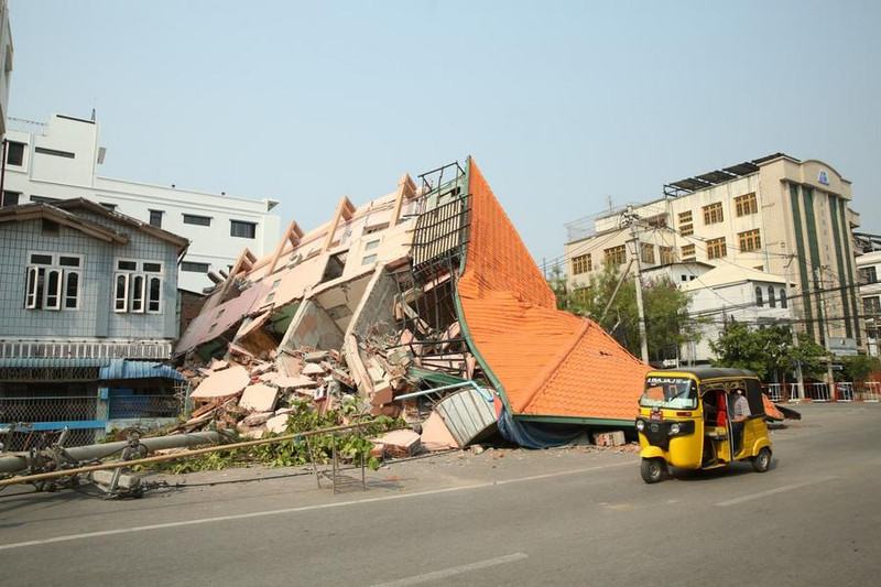 This photo taken on March 29, 2025 shows a damaged building after an earthquake in Mandalay, Myanmar. (Photo: Xinhua)