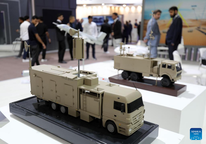 People visit the 13th Security, Defense, Military Industries and Cybersecurity Exhibition in Baghdad, Iraq, April 19, 2025. The exhibition, with the participation of 155 companies worldwide, was inaugurated by Iraqi Prime Minister Mohammed Shia' al-Sudani. (Photo: Xinhua)