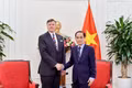 Minister of Foreign Affairs Le Hoai Trung (right) receives US Deputy Secretary of State Christopher Landau in Ha Noi on June 10 (Photo: nhandan.vn)