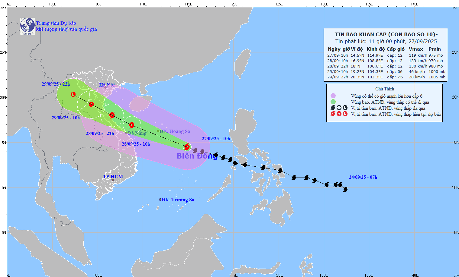 The projected path of Bualoi. (Source: NCHMF)
