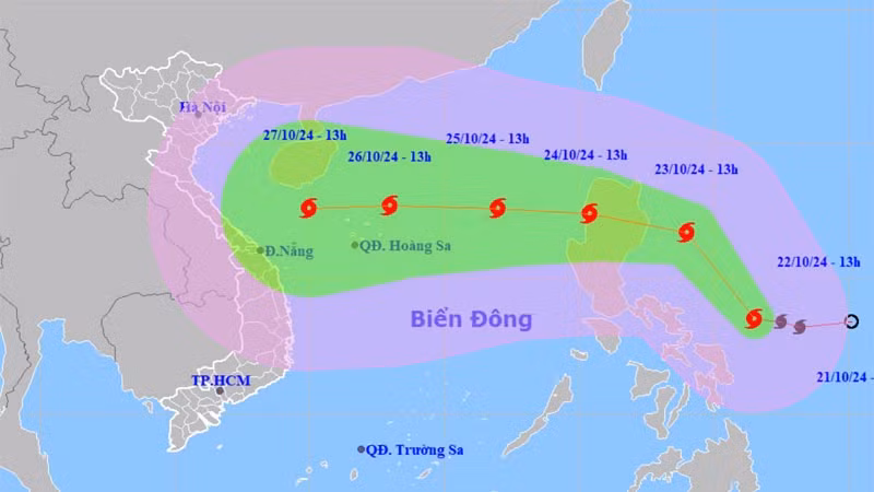 The projected path of Typhoon (Photo: nchmf.gov.vn)