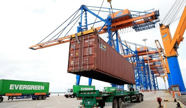 Containers handled at Cai Mep port in Ba Ria-Vung Tau province (Photo: VNA)
