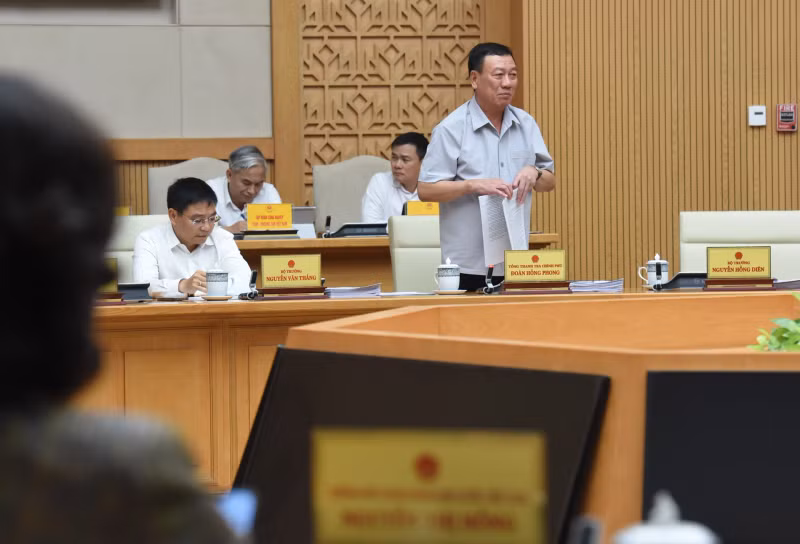 Government Inspector General Doan Hong Phong speaks at the meeting.