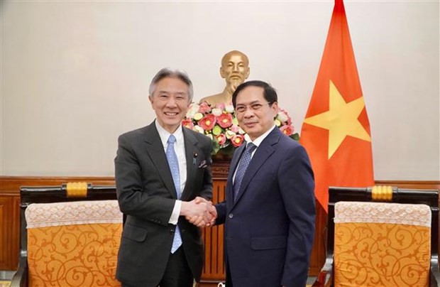 Foreign Minister Bui Thanh Son (R) and visiting Japanese Minister of Education, Culture, Sports, Science, and Technology Moriyama Masahito (Photo: VNA)