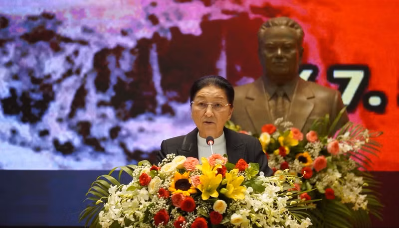 Vice President of Laos Pany Yathotou speaks at the meeting. (Photo: VOV)
