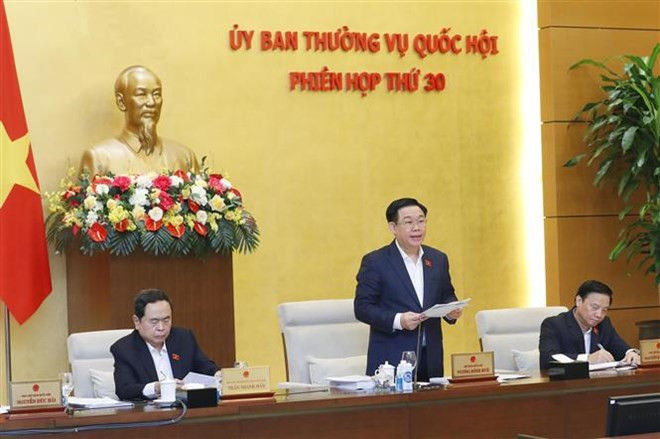 NA Chairman Vuong Dinh Hue addresses the event (Photo: VNA)