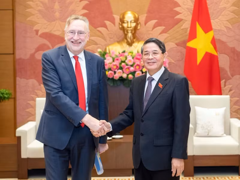 Vice Chairman of the National Assembly (NA) Nguyen Duc Hai receives Bernd Lange, Chairman of the European Parliament (EP)'s Committee on International Trade. (Photo: VNA)