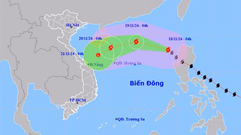 The projected path of Typhoon Man-yi (Photo: nchmf.gov.vn)