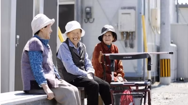 Elderly women in Kumamoto Prefecture, Japan, April 2018. (Photo: Kyodo News)