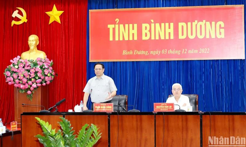 Prime Minister Pham Minh Chinh speaks at the working session. (Photo: NDO)