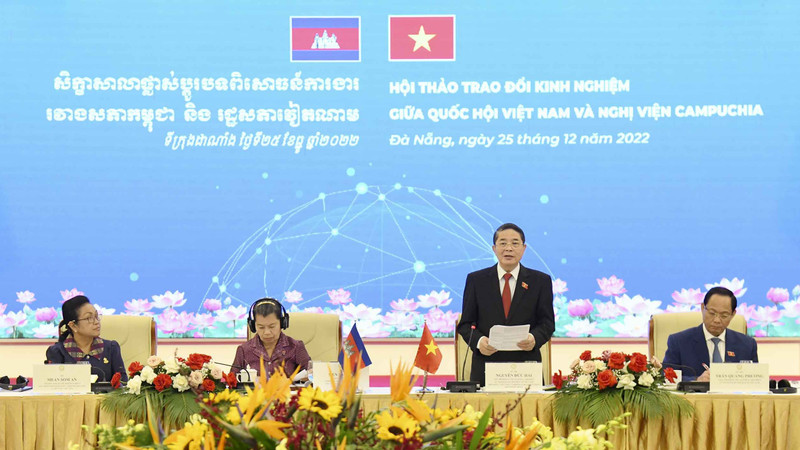 Vietnamese NA Vice Chairman Nguyen Duc Hai speaks at the workshop (Photo: quochoi.vn)