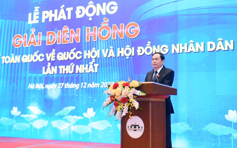 Permanent Vice Chairman of the National Assembly Tran Thanh Man speaking at the event (Photo: quochoi.vn)