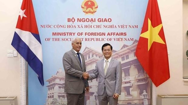 Vietnamese Deputy Minister of Foreign Affairs Ha Kim Ngoc (R) and Cuba’s First Deputy Minister of Foreign Affairs Gerardo Peñalver Portal (Photo: VNA)