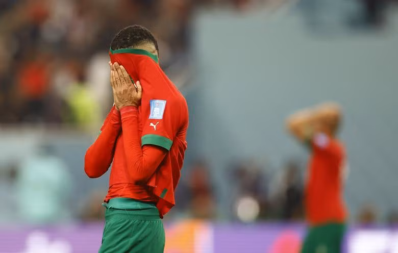 Morocco's Youssef En-Nesyri looks dejected after the match. (Photo: REUTERS)