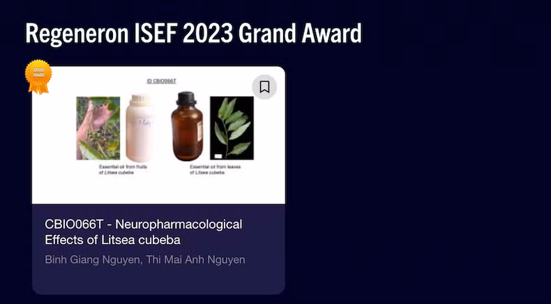 Project of Vietnamese students won the official prize at Regeneron ISEF 2023