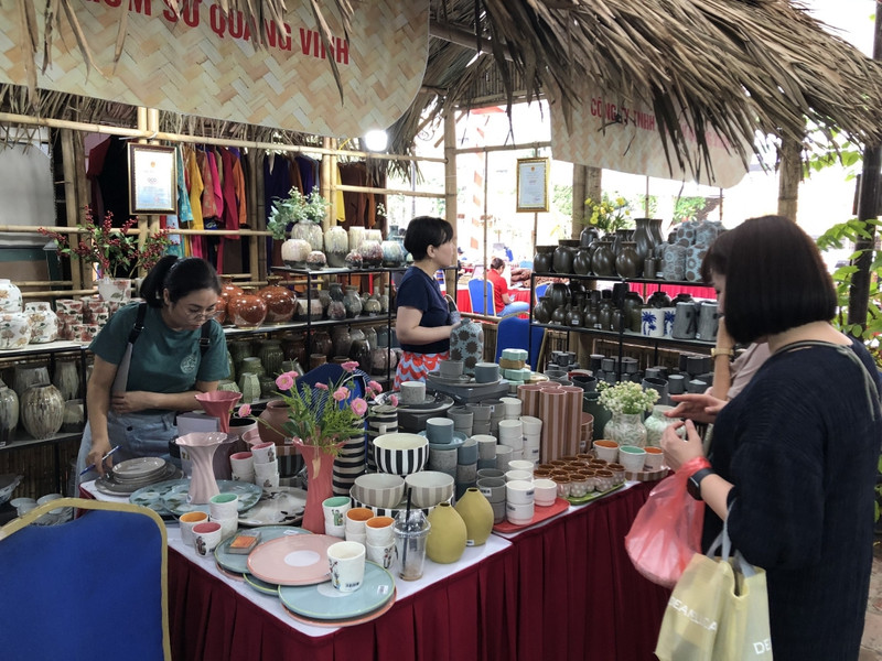 People visit the fair.