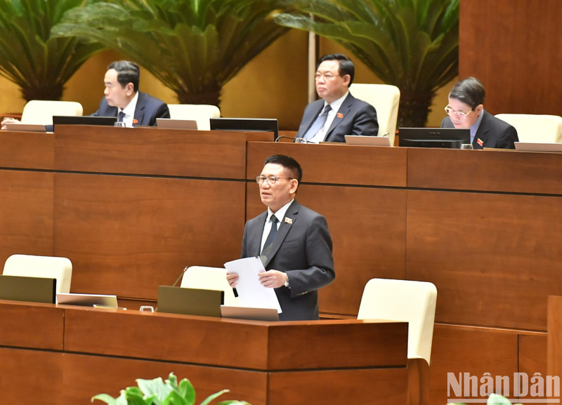 Minister of Finance Ho Duc Phoc speaks at the session (Photo: NDO)