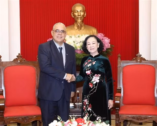 Politburo member Truong Thi Mai (R) and First Secretary of the Havana Party Committee Luis Antonio Torres Iríbar (Photo: VNA)