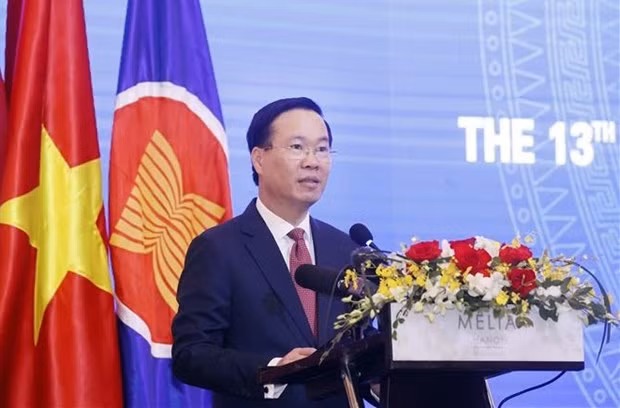President Vo Van Thuong addresses the 13th ASEAN - China Prosecutors-General Conference in Hanoi on December (Photo: VNA)
