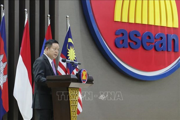 Secretary-General Dr. Kao Kim Hourn speaks at the ceremony. (Photo: VNA)