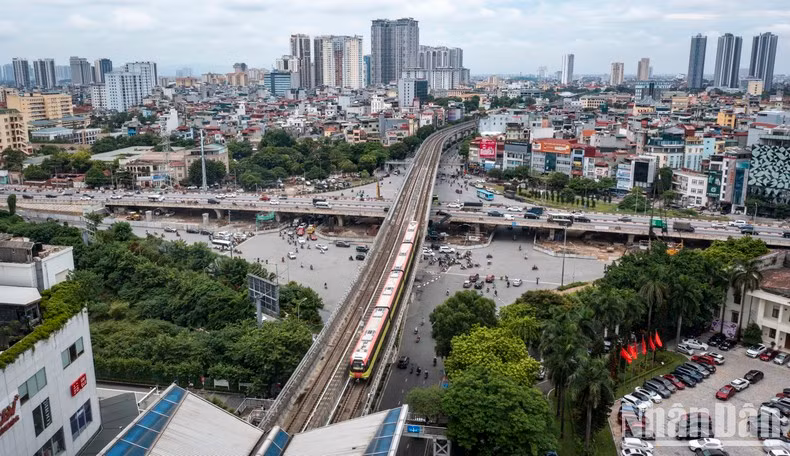 The Nhon-Hanoi Station metro line from the air (Photo: THANH DAT/NDO)