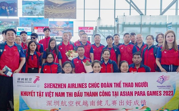 The delegation of Vietnamese athletes with disabilities on October 16 depart for the fourth ASIAN Para Games in Hangzhou, China (Photo: VNA)
