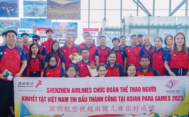 The delegation of Vietnamese athletes with disabilities on October 16 depart for the fourth ASIAN Para Games in Hangzhou, China (Photo: VNA)
