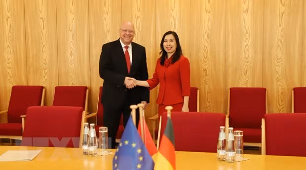 Vietnamese Deputy Minister of Foreign Affairs Le Thi Thu Hang (R) and State Secretary of Germany’s Federal Foreign Office Andreas Michaelis. (Photo: VNA)