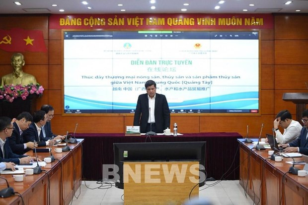 The teleconferenced forum on March 8 (Photo: VNA) 