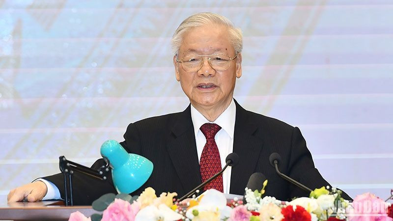 Party General Secretary Nguyen Phu Trong addresses the ceremony. (Photo: NDO)