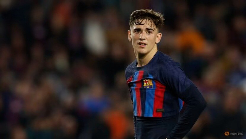 Barcelona’s Gavi reacts after the match against Girona in their Catalan derby on April 10. (Photo: Reuters)